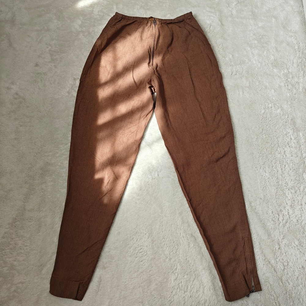 Vintage Jean Paul Gaultier pour GIBO Brown Tapered Ankle Zip Pants Size 42 Italy